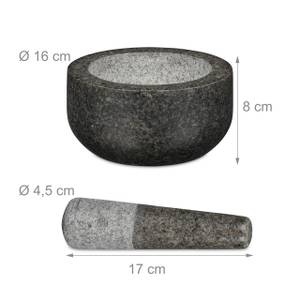 Mortier en granit avec pilon 16 cm Gris - Pierre - 16 x 8 x 16 cm