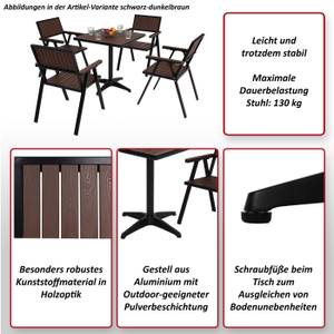 4er-Set Gartenstuhl+Gartentisch J95 Schwarz - Dunkelbraun