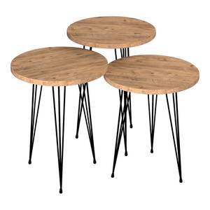 Set de 3 tables d'appoint Ry rondes Marron - 34 x 55 x 34 cm