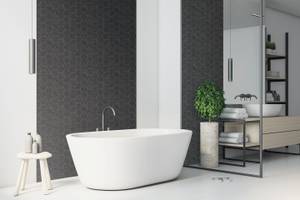 Tapete 3D Wallpaper Dark Hexagon Schwarz - Kunststoff - 68 x 1 x 400 cm