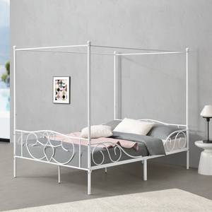 Lit Double Finström à Baldaquin en Métal Blanc - Largeur : 148 cm