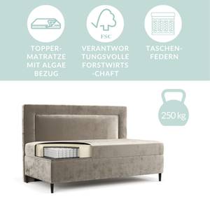 Boxspringbett Alba Grau - H3 - Tiefe: 88 cm