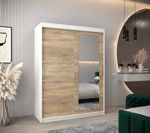 Armoire à portes coulissantes promo v2 Imitation chêne de Sonoma - Blanc - Largeur : 150 cm - 2 porte