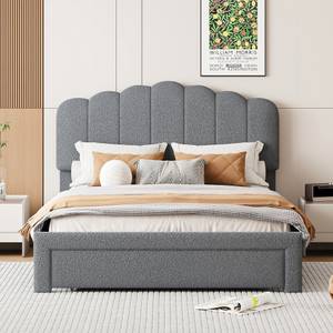 Jugendbett Jakob Grau - Holzwerkstoff - Metall - Massivholz - 140 x 105 x 204 cm