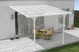 Pergola/Carport KLEO adossé Blanc - Largeur : 400 cm