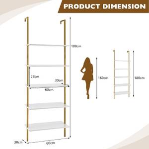 Leiterregal JV10453 Braun - Holzwerkstoff - 30 x 180 x 60 cm