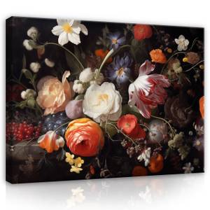 Leinwandbild Blumen Vintage Dark Rose 120 x 80 x 3 cm