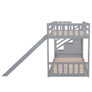 Etagenbett AtticFuny Ⅰ Grau - Holzwerkstoff - Massivholz - Holzart/Dekor - 207 x 125 x 243 cm
