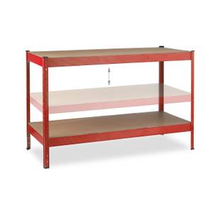 Werkbank 2 Ebenen Braun - Rot - Holzwerkstoff - Metall - 141 x 91 x 61 cm