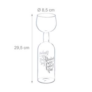 Weinflasche mit Glas 750 ml Schwarz - Silber - Glas - 9 x 30 x 9 cm