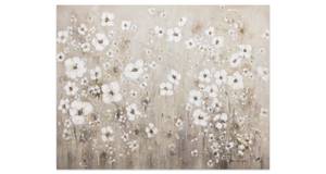 Tableau peint Champ des souhaits Blanc - Bois massif - Textile - 100 x 75 x 4 cm