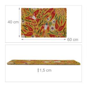 Paillasson coco hirondelles Vert - Rouge - Jaune - Fibres naturelles - Matière plastique - 60 x 2 x 40 cm