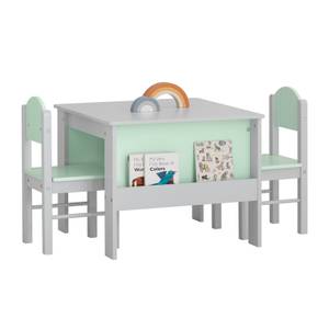 Kindertisch mit 2 Stühlen KMB88-HG Grau - Holzwerkstoff - Massivholz - Holzart/Dekor - 60 x 60 x 48 cm