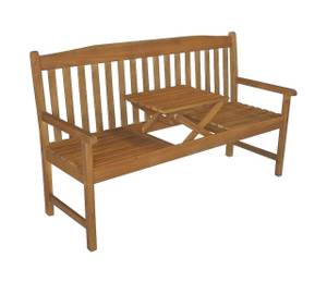 Gartenbank Colombo mit Tischablage Braun - Holzwerkstoff - 150 x 90 x 57 cm