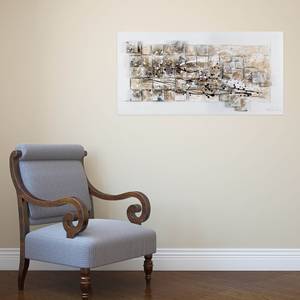 Acrylbild handgemalt A Silver Lining Beige - Schwarz - Massivholz - Textil - 100 x 50 x 4 cm