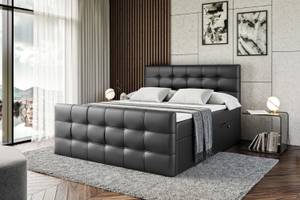 Boxspringbett SOLARIO Hochglanz Schwarz - Breite: 180 cm - H3