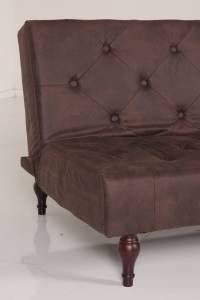 Canapé-lit VINTAGE Tissu Marron - Cuir synthétique - Textile - 190 x 76 x 92 cm