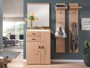 Garderobe Burgos 21 (4-teilig) mit LED Braun - Holzart/Dekor - Holz teilmassiv - 155 x 204 x 38 cm