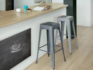 Tabouret de bar CABRILLO Gris - 44 x 76 x 44 cm