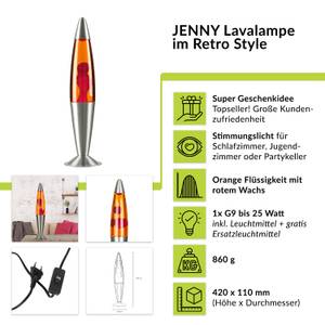 Lampe à Lave Magma JENNY Gris métallisé - Orange - Rouge - Argenté - Argenté / Gris - Gris argenté