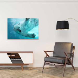 Tableau ours blanc en plein plongeon 60 x 40 cm - Verre