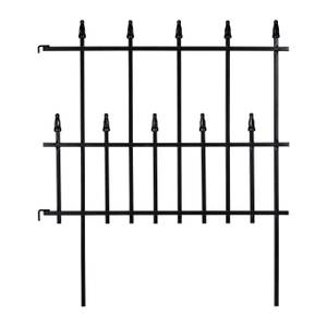 4-tlg. Beetzaun aus Metall Schwarz - Metall - 247 x 71 x 3 cm