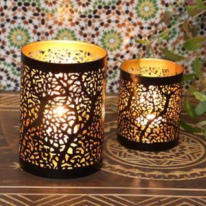 Orientalisches Windlicht Ancona 2er Set Schwarz - Metall - 10 x 14 x 10 cm