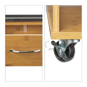 Küchenwagen ALFRED L mit Weinregal Schwarz - Braun - Silber - Bambus - Metall - 48 x 38 x 82 cm