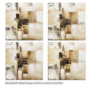 Acrylbild handgemalt Freiheit der Ideen Beige - Gold - Massivholz - Textil - 80 x 80 x 4 cm