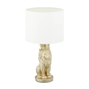 Lampe de table lion Doré - Blanc - Métal - Matière plastique - Pierre - Textile - 25 x 48 x 25 cm