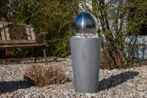 Led Gartenbrunnen FoBoule Grau - Kunststoff - 30 x 75 x 30 cm