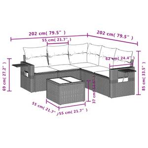 Gartensitzgruppe K5810(6-tlg) Schwarz - Massivholz - 69 x 62 x 55 cm