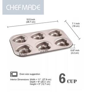 CHEFMADE 6er Donutform Herzform Gold - Metall - 18 x 22 x 27 cm