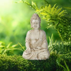 Buddha Figur sitzend 17,5 cm Weiß - Kunststoff - Stein - 11 x 18 x 8 cm