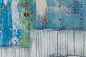 Tableau peint Relaxation profonde Bleu - Turquoise - Bois massif - Textile - 80 x 120 x 4 cm