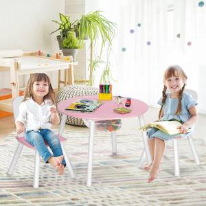 Kindertisch Set Kindersitzgruppe Pink - Holzwerkstoff - 60 x 44 x 60 cm