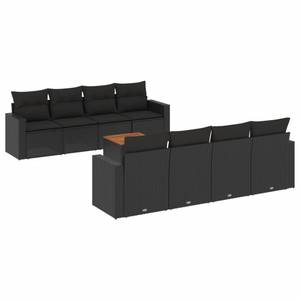 Gartensitzgruppe K6349(9-tlg) Schwarz - Massivholz - 69 x 62 x 55 cm