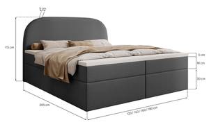 Boxspringbett ZEN mit Bettkasten Aschgrau - Grau - Breite: 180 cm - H4