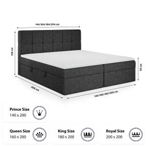 Boxspringbett Mokpo Schwarz - Breite: 144 cm