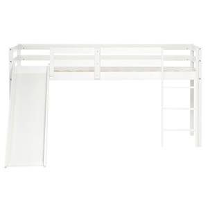 Lit mezzanine avec rideau 1434 Blanc - Sans sommier - Profondeur : 219 cm