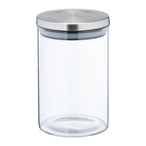 3er Set Vorratsgläser 800 ml Silber - Glas - Metall - Kunststoff - 10 x 15 x 10 cm