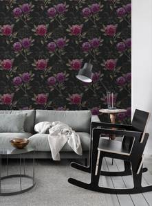 papier peint hortensias 7032 Noir - Fibres naturelles - Textile - 53 x 1005 x 1005 cm