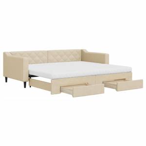 Lit de jour avec Lit gigogne 3030076-5 Crème - Profondeur : 100 cm