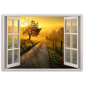 Bilder Fensterblick Sonnenuntergang Feld 120 x 80 cm