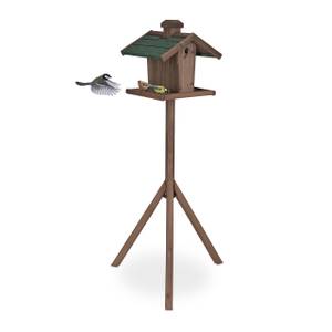 Mangeoire oiseaux extérieur avec support Marron - Vert - Bois manufacturé - Matière plastique - 68 x 137 x 55 cm