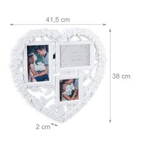 5 x Herz Bilderrahmen Collage weiß Weiß - Glas - Kunststoff - 42 x 38 x 2 cm