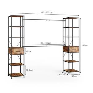 Kleiderschrank Fyrk Schwarz - Braun - Holzwerkstoff - 119 x 189 x 44 cm