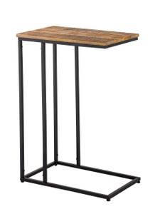 Beistelltisch C-Tisch Toronto Metall Schwarz - Braun - Metall - Massivholz - 25 x 60 x 40 cm