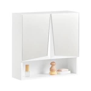 Armoire salle de bain BZR94-W Blanc - Bois manufacturé - Verre - 48 x 48 x 17 cm