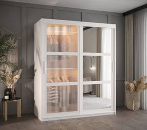 ARMOIRE À PORTES COULISSANTES FLUTES Largeur : 150 cm - Argenté